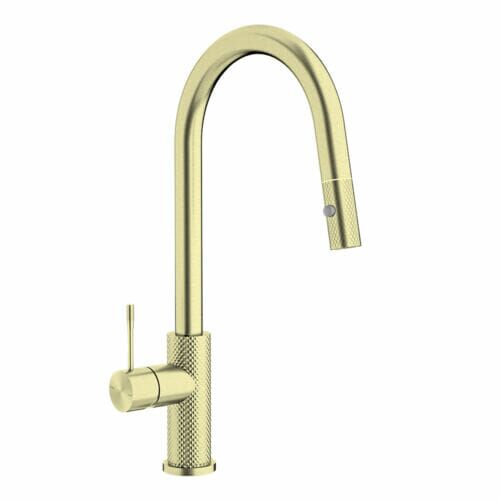 Opal Brushed Gold Pull Out Kitchen Mixer Tap