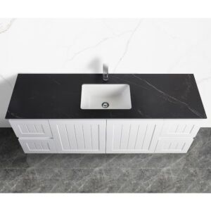 Shakespeare Black Sintered Stone Vanity Top - Top View