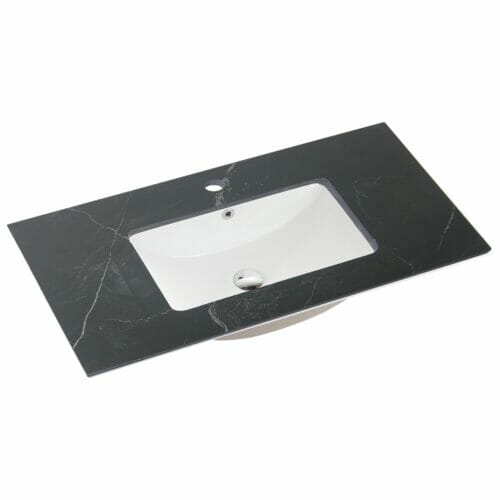 Shakespeare Black Sintered Stone Vanity Top – 90cm