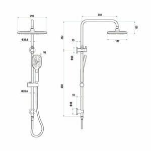 Technical-Drawing_Huntingwood_Twin-Shower_T9788 Huntingwood Twin Shower on Rail Specs