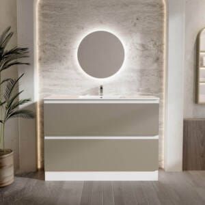moonstone mist two drawer vanity unit in bathroom setting