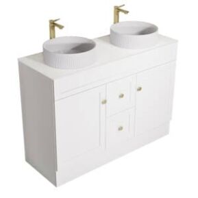 double bowl vanity with aerolite sintered stone vanity top