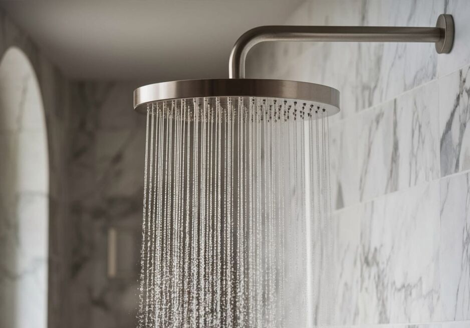 brushed nickel rain shower head