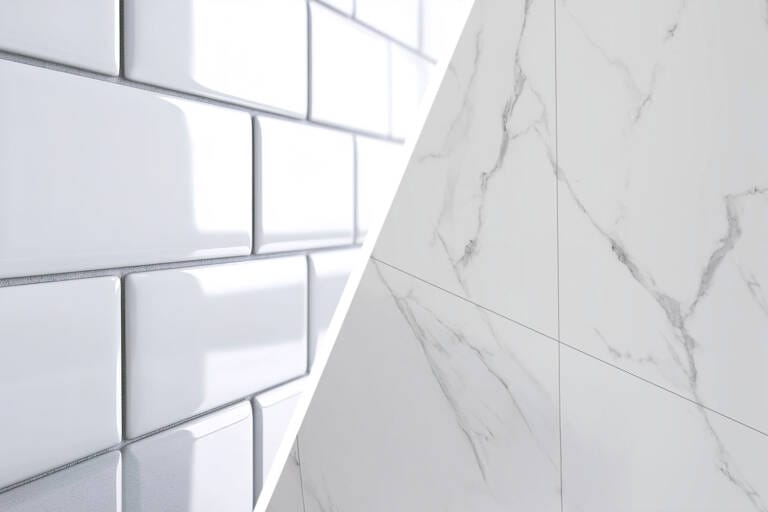 Comparison of pressed edge tiles and rectified edge tiles for wall and floor surfaces