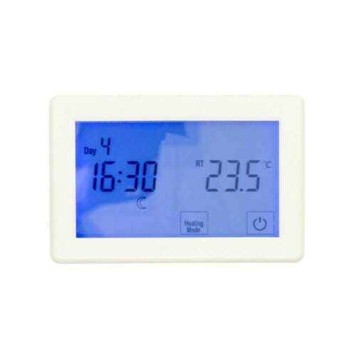 Digital Dual Underfloor Heating Thermostat / Towel Rail Timer Switch – White Horizontal