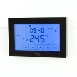 Digital Dual Underfloor Heating Thermostat / Towel Rail Timer Switch – Black Horizontal