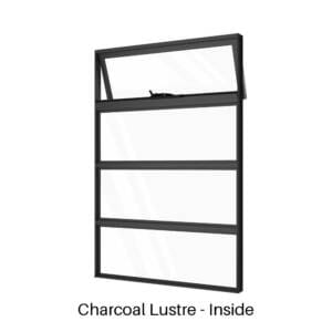 Single Awning Window over Three Fixed Lites Charcoal Lustre Inside