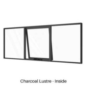 Single Awning in Centre with Two Fixed Lites Charcoal Lustre Inside Single Awning in Centre with Two Fixed Lites Charcoal Lustre Inside