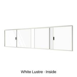 Double Slider with Two Outer Fixed Lites White Lustre Inside