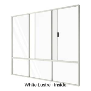 Single Slider with Two Fixed Lites over Three Low Lites White Lustre Inside