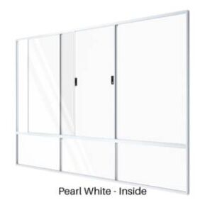 Double Slider with Fixed Lite over Three Low Lites Pearl White Inside Double Slider with Fixed Lite over Three Low Lites Pearl White Inside