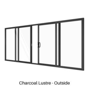 Double Slider with Two Fixed Lites Charcoal Lustre Outside
