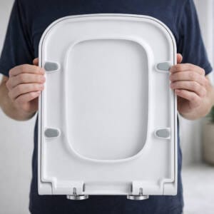 man holding Toilet Seat Replacement
