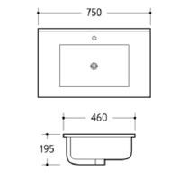 75cm Ceramic Vanity Top - Specs