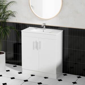 75cm Jessica Vanity Unit Bathroom Setting bathroom with 75cm small PVC vanity unit