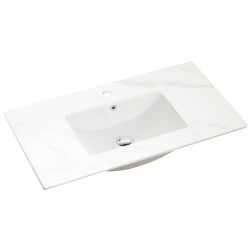 Mountain Snow Sintered Stone Vanity Top – 90cm Mountain Snow Sintered Stone Vanity Top 90cm
