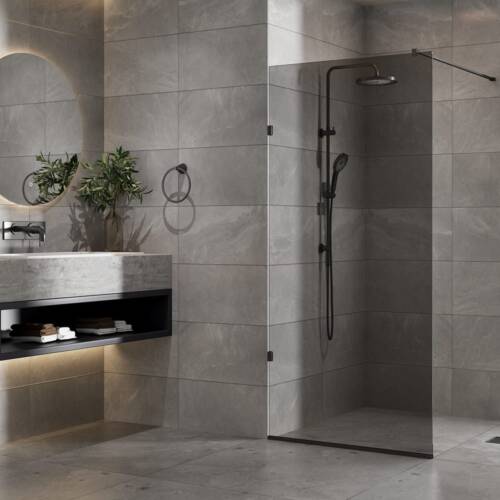 Platinum Grey Walk-In Glass Shower Panels platinum grey coloured shower panel