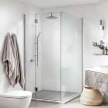 Modern small bathroom renovation with frameless glass shower, wall-hung vanity, and minimalist design – small bathroom renovations Perth