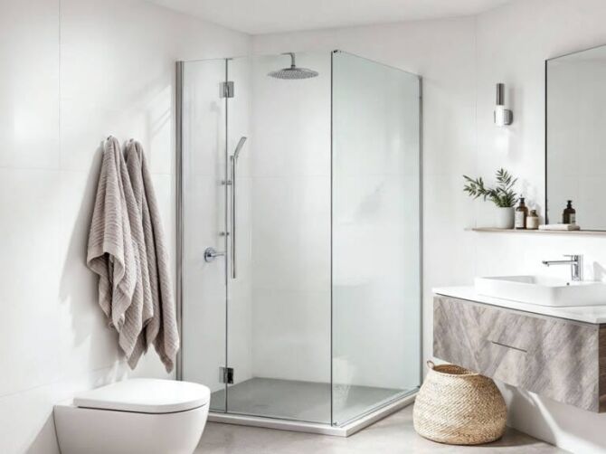 Modern small bathroom renovation with frameless glass shower, wall-hung vanity, and minimalist design – small bathroom renovations Perth