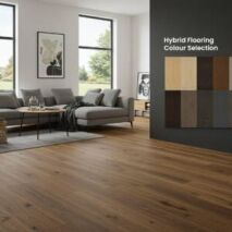 Modern Hybrid Flooring Colour Selection Display in a Stylish Living Room