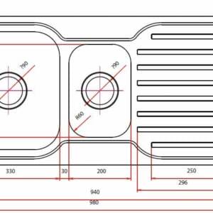 Classic Square 980 Kitchen Sink Specs