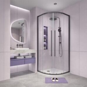 Alpine Corner Entry Curved Shower Matte Black