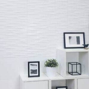 Serenity Sapporo Geometric Tile Installed on wall with picture frames