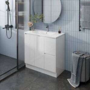 COLA90 BG YE 90cm Laura PVC Vanity in modern bathroom
