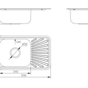 Alpine Studio Single Bowl/Drainer Kitchen Sink Drawings