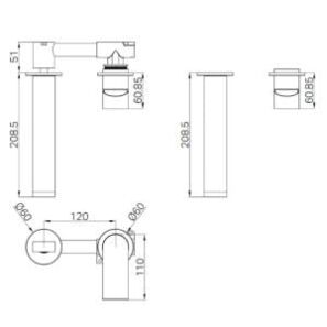 Bianca Wall Basin-Bath Mixer Separate Back Plate 187mm