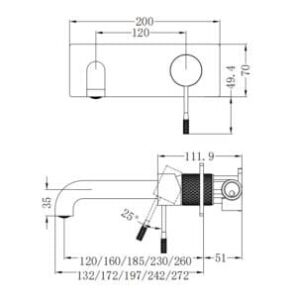 Opal Wall Basin-Bath Mixer