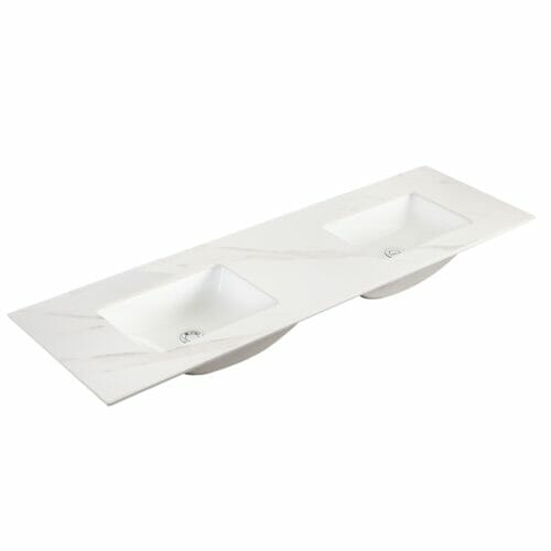 Mountain Snow Sintered Stone Double Vanity Top – 150cm Mountain Snow Sintered Stone Double Vanity Top - 150cm