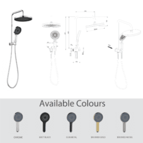 THE GABE TWIN SHOWER – CHROME – T7801CP-Specs-01 Gabe Twin Shower