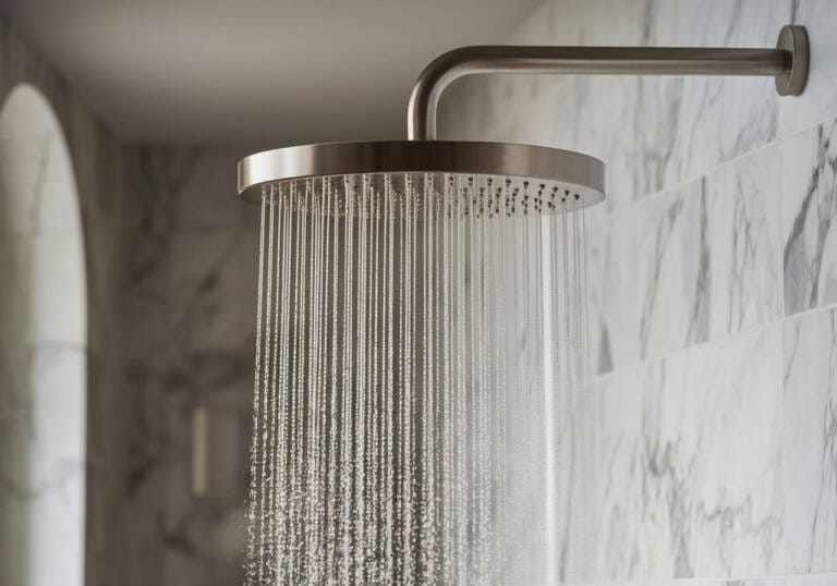 brushed nickel rain shower head