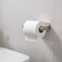 Brushed Nickel Toilet Roll Holder in Modern Bathroom Design
