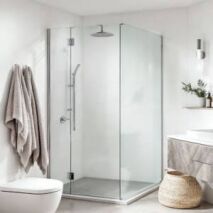 Modern small bathroom renovation with frameless glass shower, wall-hung vanity, and minimalist design – small bathroom renovations Perth