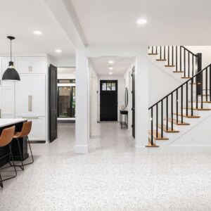 Terrazo Stone Jelly White Tile Installation
