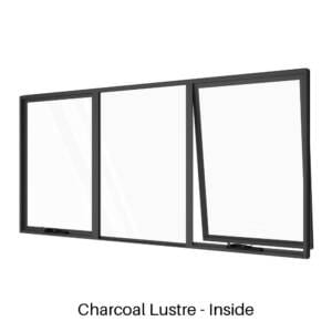 Double Awning with Centre Fixed Lite Charcoal Lustre Inside