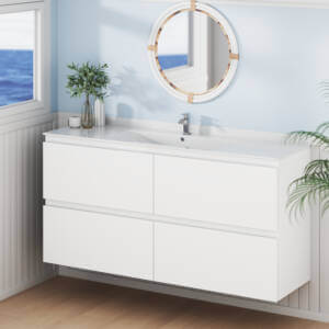 bathroom with marine wall hung 150cm PVC vanity unit