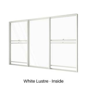 Double Double Hung with Centre Fixed Lite White Lustre Inside