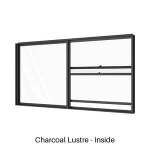 Single Double Hung with Fixed Lite Charcoal Lustre Inside