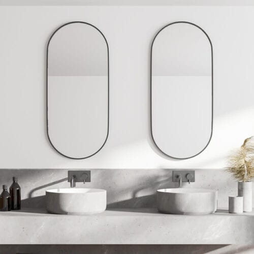 Como Oval Mirror Matte Black Como Black Frame Oval Mirror