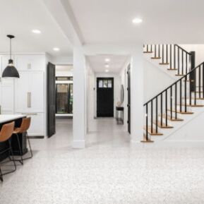 Terrazo Stone Jelly White Tile Installation