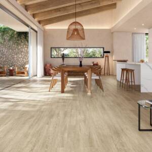 Modern Interior with Pinewood Beige Tile for flooring