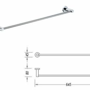 Round Single Towel Rail (900mm)