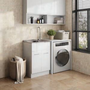 45 litre alpine laundry sink and cabinet in a laundry